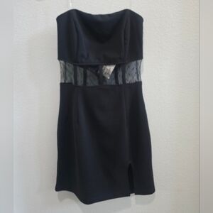 Juniors strapless little black dress with sheer middle size 3